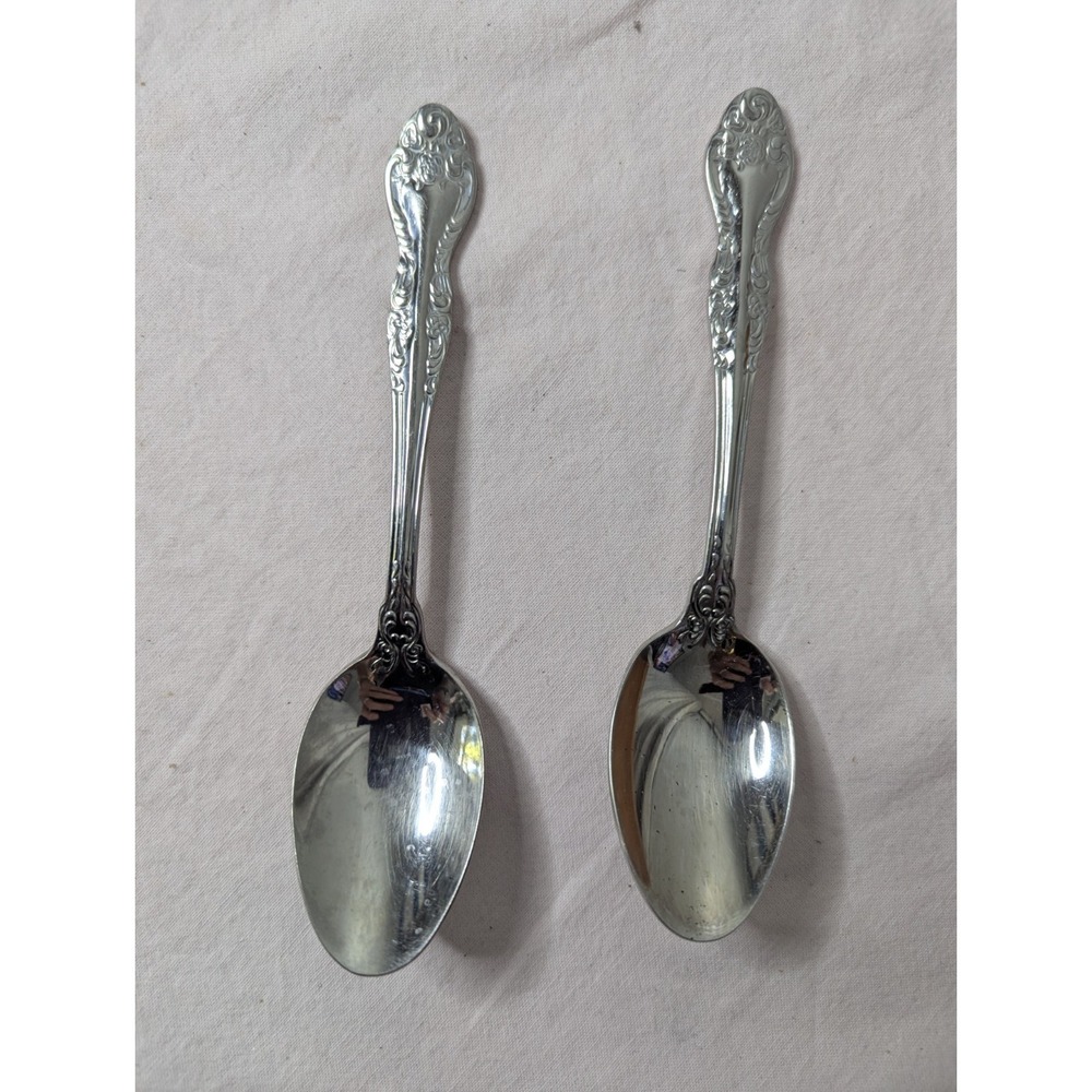 2 lot vintage Onieda Stainless 6" spoon replacement flatware flower‎ floral